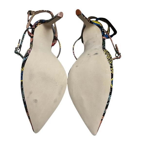 Steve Madden Multicolor Snakeskin 7.5M Pointed Toe Strappy Chic Stiletto Heels - Picture 6 of 10